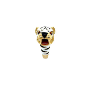 Frascarolo 18k Yellow Gold Enamel Tiger Ring