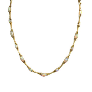 18K Yellow Gold Opal Necklace