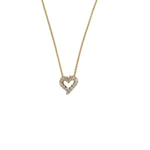14K Yellow Gold Diamond Heart Pendant