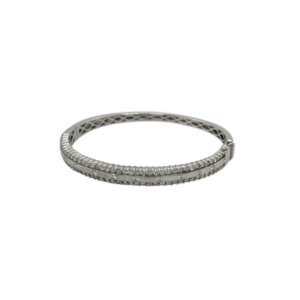 14K White Gold Diamond Bangle Bracelet