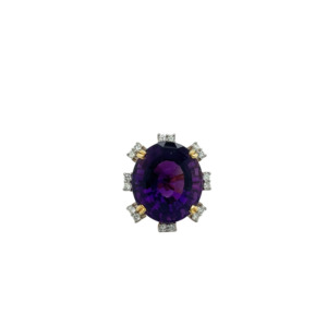 H Stern 18K Yellow Gold Amethyst and Diamond Ring