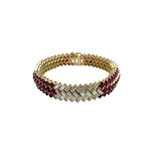 18K Yellow Gold Ruby and Diamond Bracelet