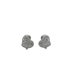 18K White Gold Diamond Heart Earrings