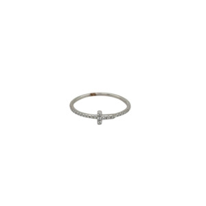 Tiffany & Co. 18K White Gold Diamond T Band
