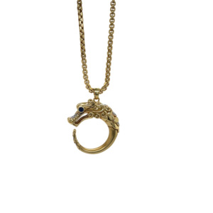 John Hardy 18K Yellow Gold Sapphire and Diamond Dragon Necklace